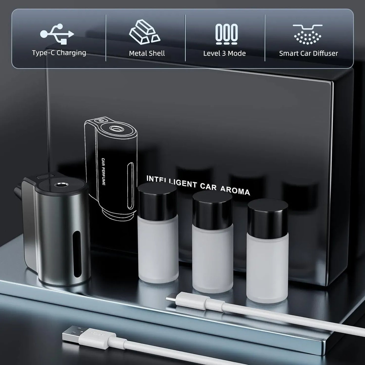 Diffuseur Intelligent Automatique pour Voiture + ( 3 Parfums Gratuits )