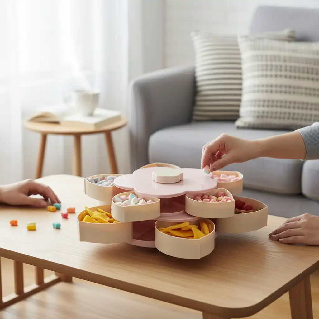 Plateau Snacks Rotatif Double Étage