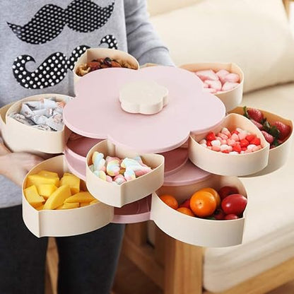 Plateau Snacks Rotatif Double Étage