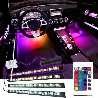 (4 Pcs) LED Ambiance Voiture RGB – avec Contrôle Musical