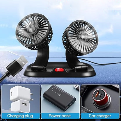 Ventilateur Double Tête pour Voiture – Restez au Frais Partout
