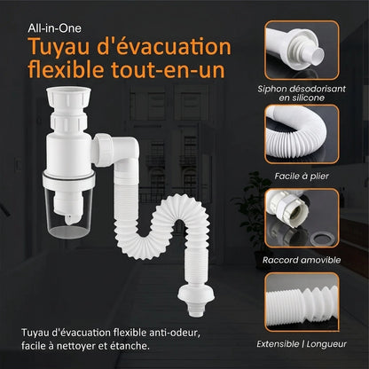 Kit de Vidange Flexible Extensible – Installation Facile & Sans Odeurs