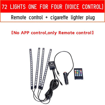 (4 Pcs) LED Ambiance Voiture RGB – avec Contrôle Musical
