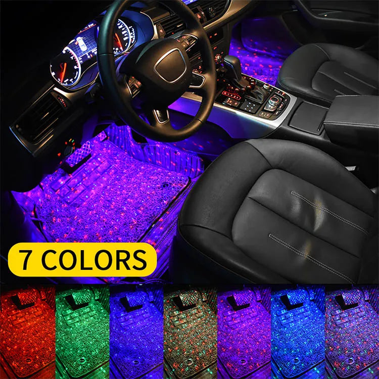 (4 Pcs) LED Intérieur Voiture RGB – avec Contrôle Musical