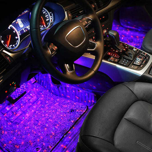 (4 Pcs) LED Intérieur Voiture RGB – avec Contrôle Musical