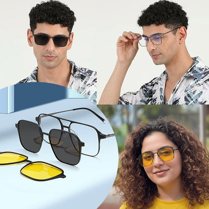 Lunettes Magnétiques 3-en-1 Polarisées – Vision Claire Jour & Nuit